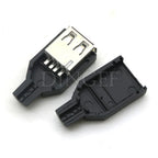 5PCS Type A Male Female USB 4 Pin Plug Socket Connector With Black Plastic Cover Type-A DIY Kits ibuw