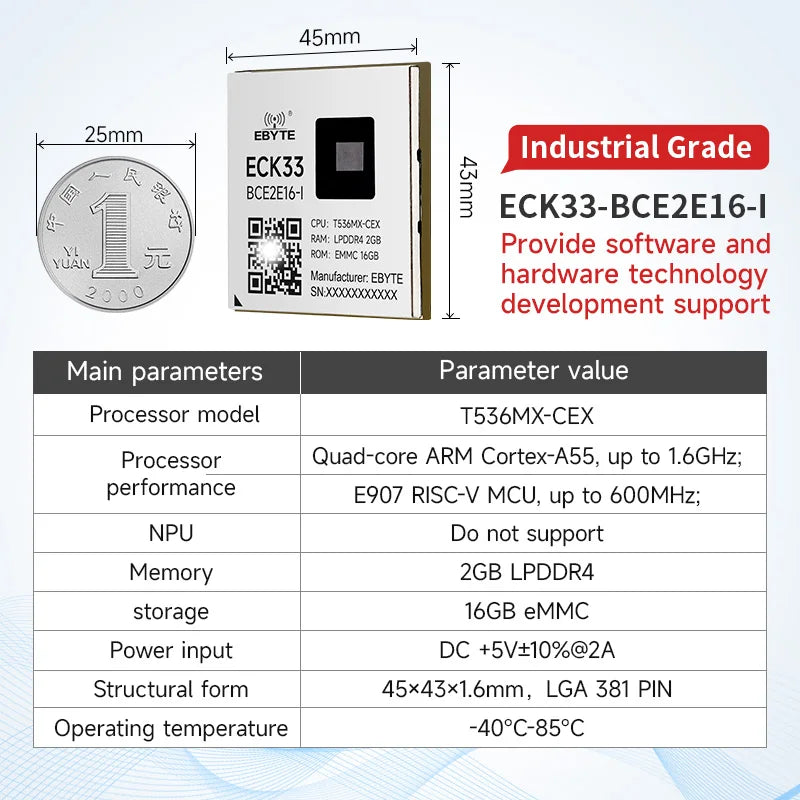 T536 Core Board Multi-core Heterogeneous Quad-core A55 CDSENET ECK33 ARM NPU RISC-VLGA Single-board Computer Industrial Grade