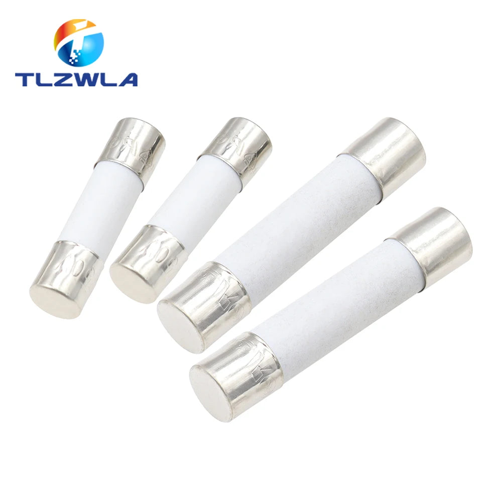 10PCS 5X20MM 6X30MM Fast Blow Ceramic Fuse 5*20mm 250V 0.1A 0.25A 0.5A 1A 1.5A 2A 2.5A 3A 3.15A 4A-30A Slow Break The Fuse Tube