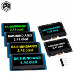 GREAT IT  2.42" 2.42 inch LCD Screen White BLUE 128x64 OLED Display Module IIC I2C SPI Serial for C51 SPD0301