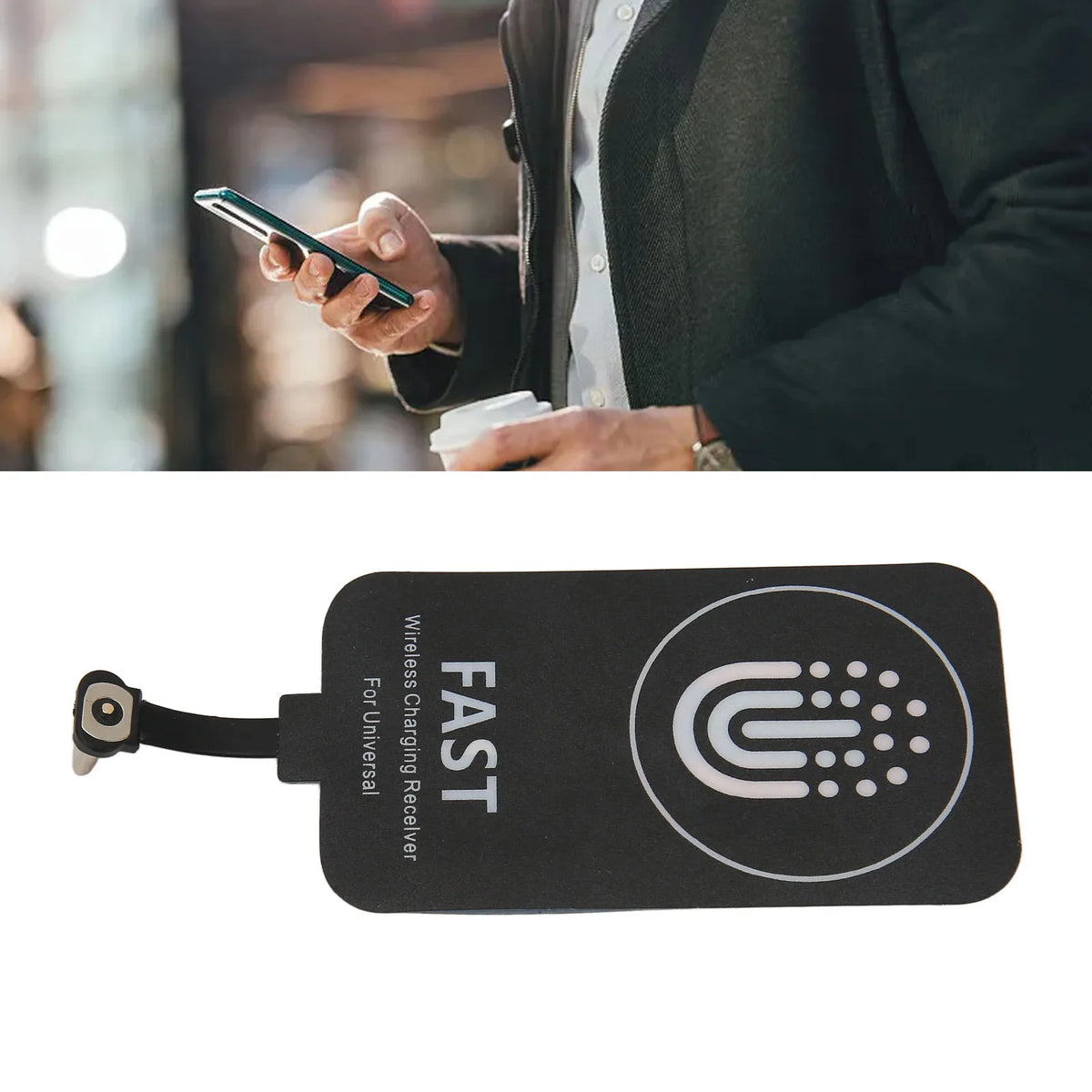 Thin Wireless Charging Receiver Safe Model KY 01 Overcurrent Protections Type C Wireless Charging Receiver for Cell Phones