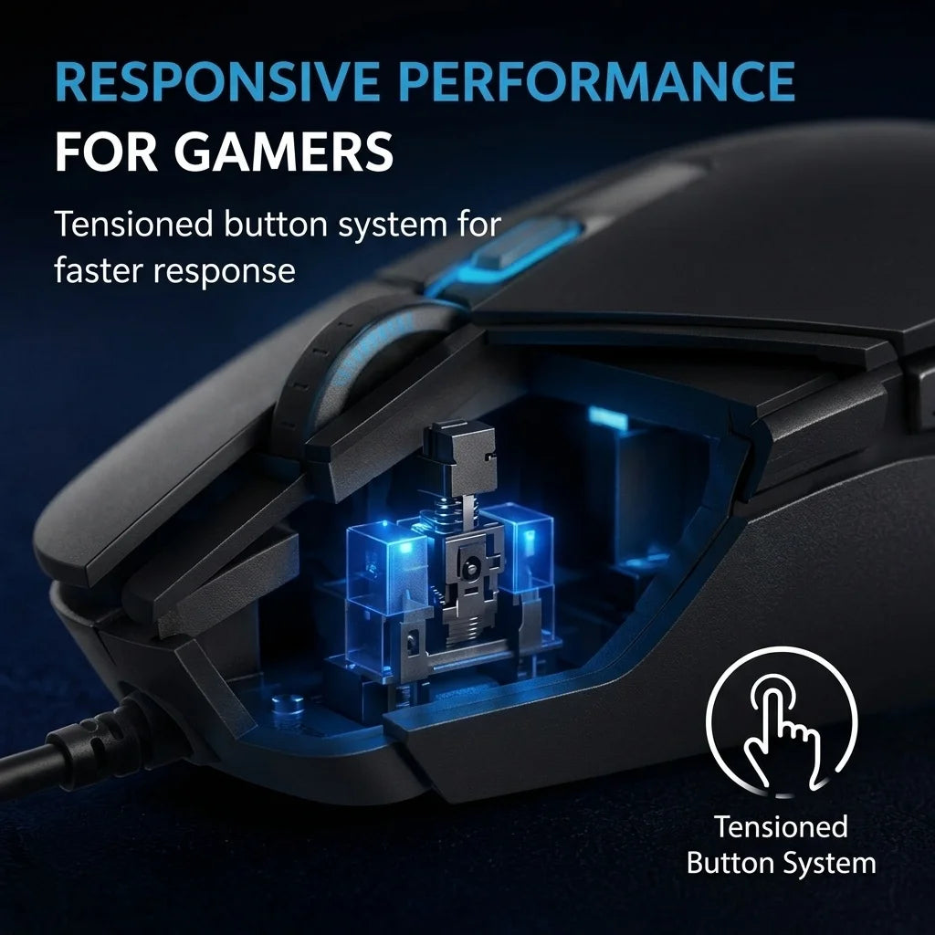 Logitech G302 Wired Ambidextrous Gaming Mouse 4000DPI On‑The‑Fly DPI Switch RGB Backlit 6 Assignable Buttons For Laptop Desktop