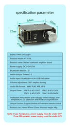 XY-Y50L Stereo BT Bluetooth-Compatible 5.1 AUX USB Audio Digital Power Amplifier Board Module 50W+50W Infrared Remote Control