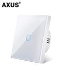 AXUS EU Touch Switch  AC100-240V Power LED 1/2/3 Gang Crystal Glass Panel Wall Lamp Light Switch Sensor Switches Interruttore