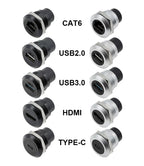 10Pcs Metal D‑Type Panel Mount Socket RJ45 CAT6 HDMI USB3.0 Straight Through Network Connector Module Round Panel Mount Adapter