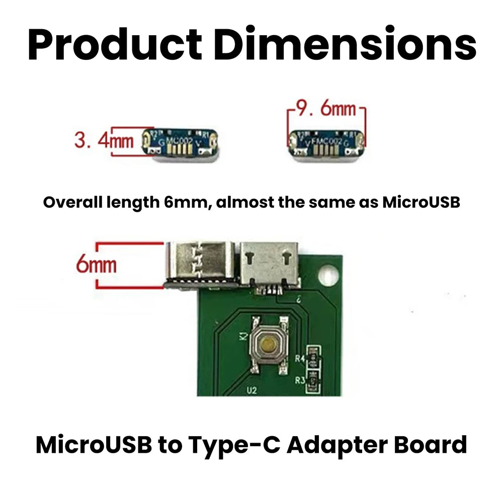 Micro USB to Type-C Adapter Board Data Power Adapter Supports Charging and Data Transfer DIY Modification Kit