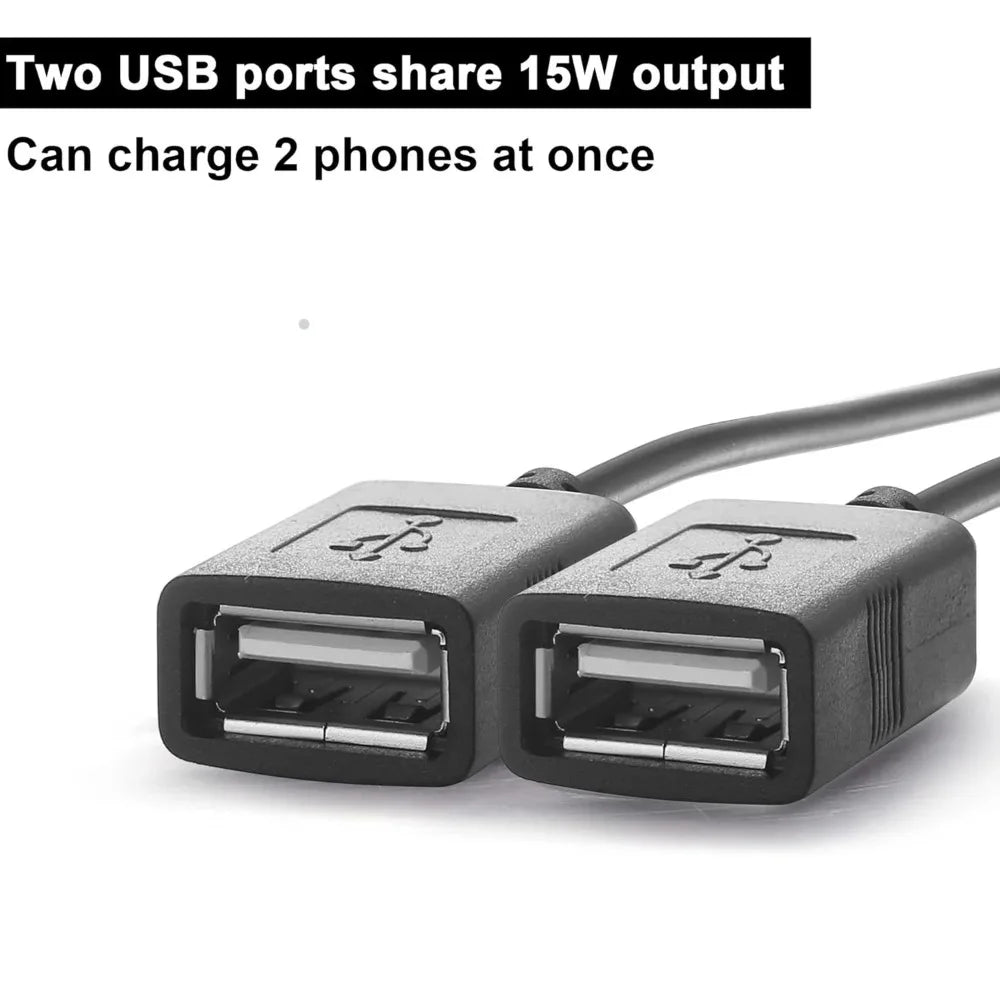 12V 24V to 5V 3A DC Converter Step Down Module USB Female Dual USB Type C Open Wire Connector Power Adapter ROHS Certified