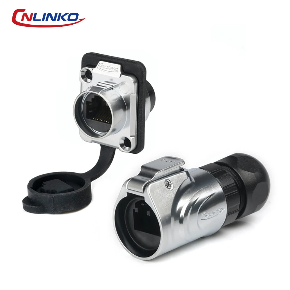 CNLINKO LP16 Waterproof Circular RJ45 Connector 8P8C Male/Female Panel Mount, PBT Push-Pull for Industrial Automation & Marine