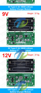 TZT Type-C 15W 3A Fast Charge UPS Power Supply / 18650 Lithium Battery Charger Module DC-DC Step Up Booster Converter 5V 9V 12V