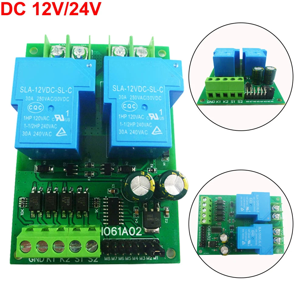 DC 12V 24V 30A Motor Controller Relay Board Forward Reverse Control Limit Start Stop Switch for Garage Door Crane Elevator