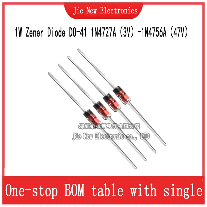 100PCS 1W Zener Diode 1N4750A 1N4751A 1N4752A 1N4753A 1N4754A 1N4755A 1N4756A DO-41