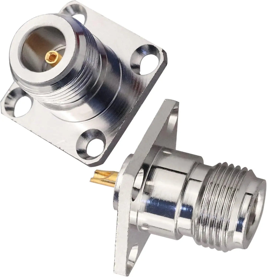 N Female 4 Hole Panel Mount Connector N Female Jack Coax Adapter Chassis Mount N Type RF Coaxial Antennas Connector