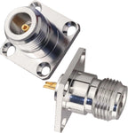 N Female 4 Hole Panel Mount Connector N Female Jack Coax Adapter Chassis Mount N Type RF Coaxial Antennas Connector