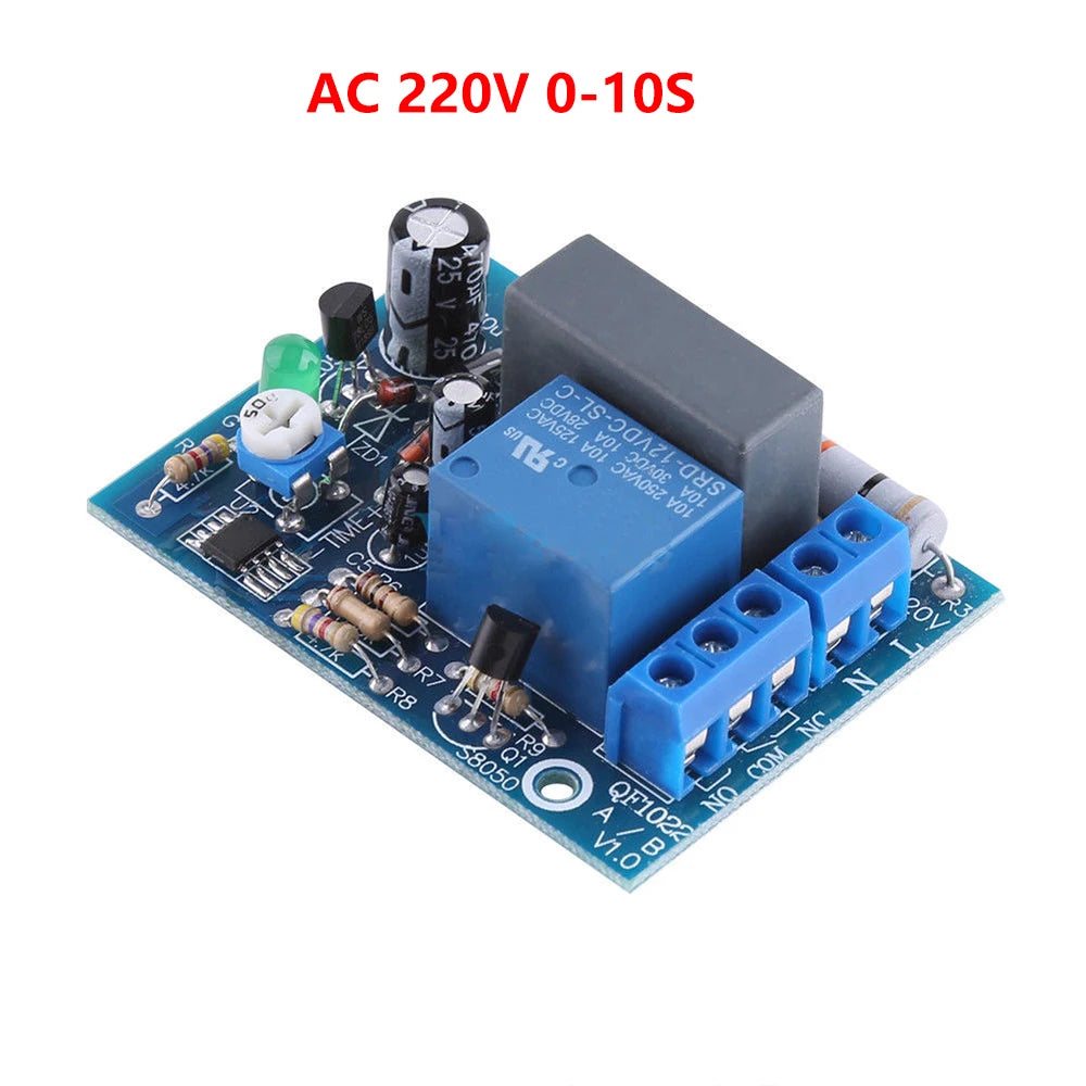 AC 220V Timer Relay Delay Switch Input/Output Delay Off Switch Module Adjustable 0-10S 10Min 10H 100Min Timing Turn Off Board