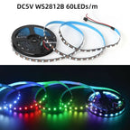 WS2812B RGB IC Smart LED Strip 5050 Individually Addressable IC 30/60/144Pixels/Leds/m Light DC 5V Black IP30 IP67 Waterproof