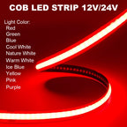 COB LED Strip Light 12V 24V 320LEDs/Chips/M High Density Linear Red Green Blue Warm Nature Cool White Lighting Flexible LED Tape