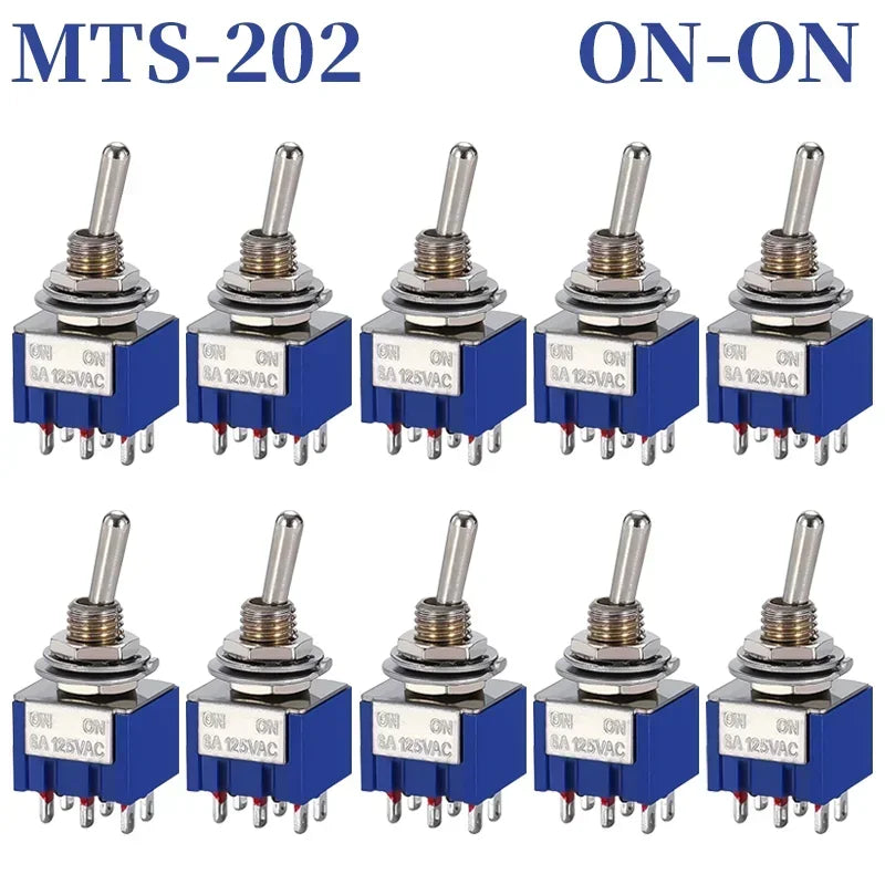 10Pcs Waterproof Cap Miniature Toggle Switch ON-OFF-ON / ON-ON SPDT DPDT MTS-102 MTS-103 MTS-202 MTS-203 Rocker Switch