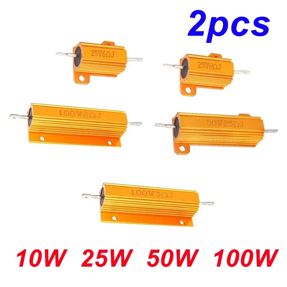 2PCS 10W 25W 50W 100W Load Resistor Aluminum Power 0.1~1K Ohm Metal Shell Case Wirewound Resistor Resistance Load Resistor
