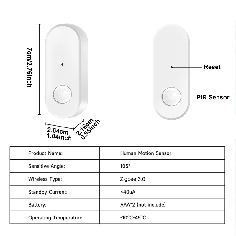 Zigbee Motion Sensor PIR Infrared Human Motion Detector Smart Life Home Security Anti-Theft Alarm Work With Tuya Zigbee Gateway