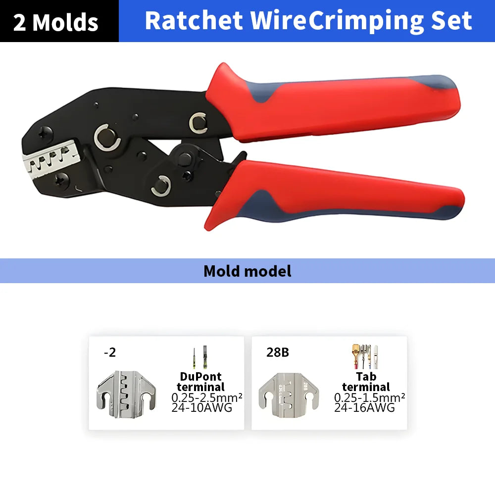 Electrician Pressed Pliers Crimping Tool with Interchangeable Dies Ratcheting Wire Crimper for Electrical Terminals Connector