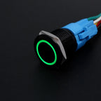 16/19/22mm Metal Push Button On Off Switch LED Light Momentary Latching Waterproof Flat Circular Button Silver Black 6v 12v 220v