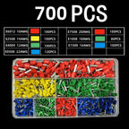 700-2120pcs European Style Tubular Terminals Ve Insulated Terminals Household Electrician Quick Wiring Cable Wire Connector Set