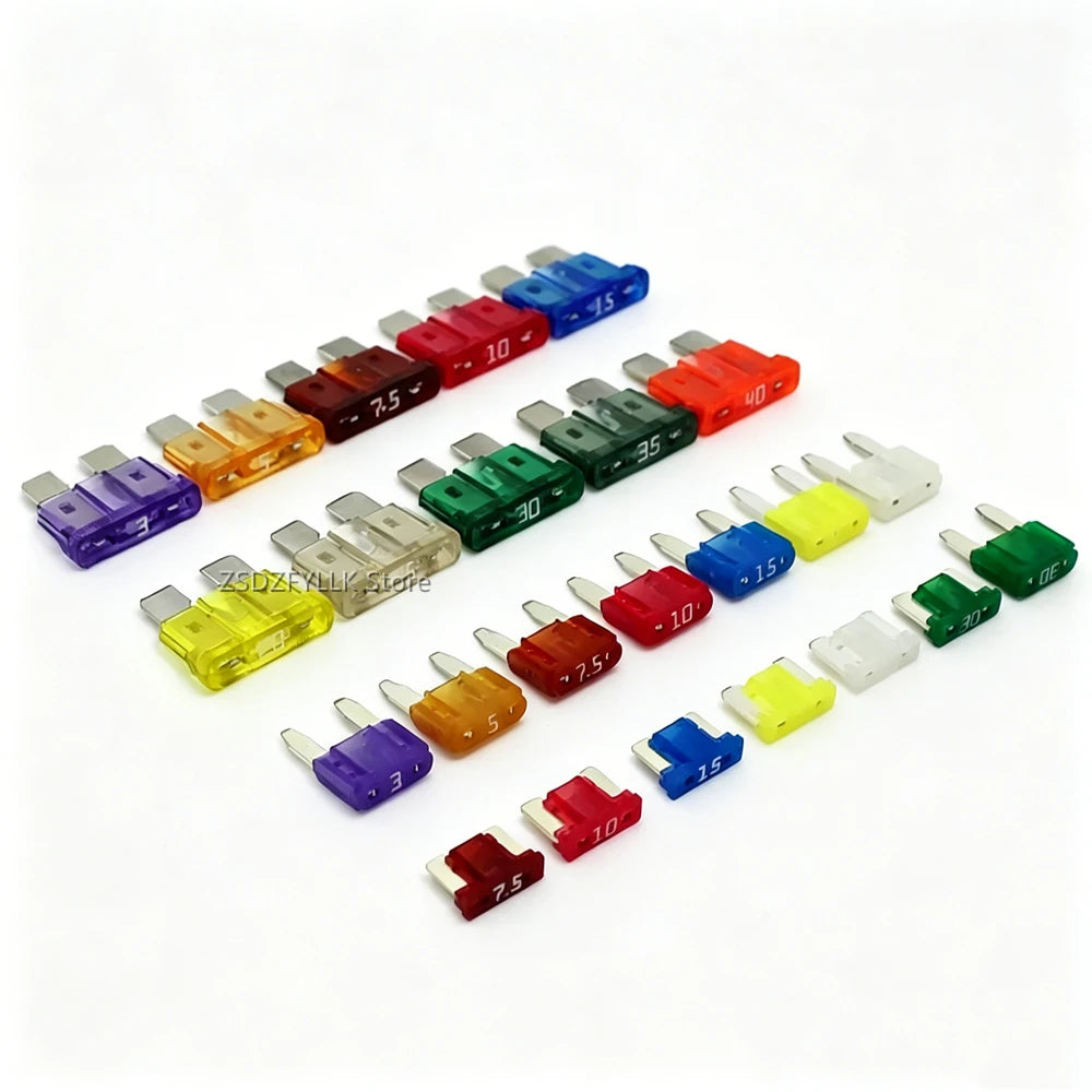 10Pcs Auto Medium Mini Micro Blade Fuses 5A 7.5A 10A 15A 20A 25A 30A 35A 40A Car Truck Vehicle Circuit Protection Safety Fuse