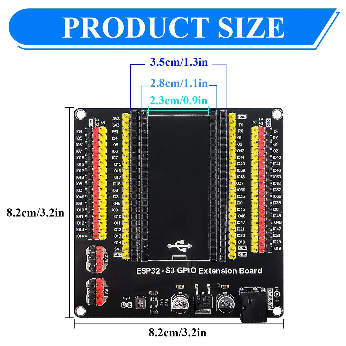 ESP32-S3 Development Board with Expansion Adapter Kit 2.4G Wifi BT Module MCU ESP32-S3WROOM1 N16R8 44Pin Type-C ESP32-S3
