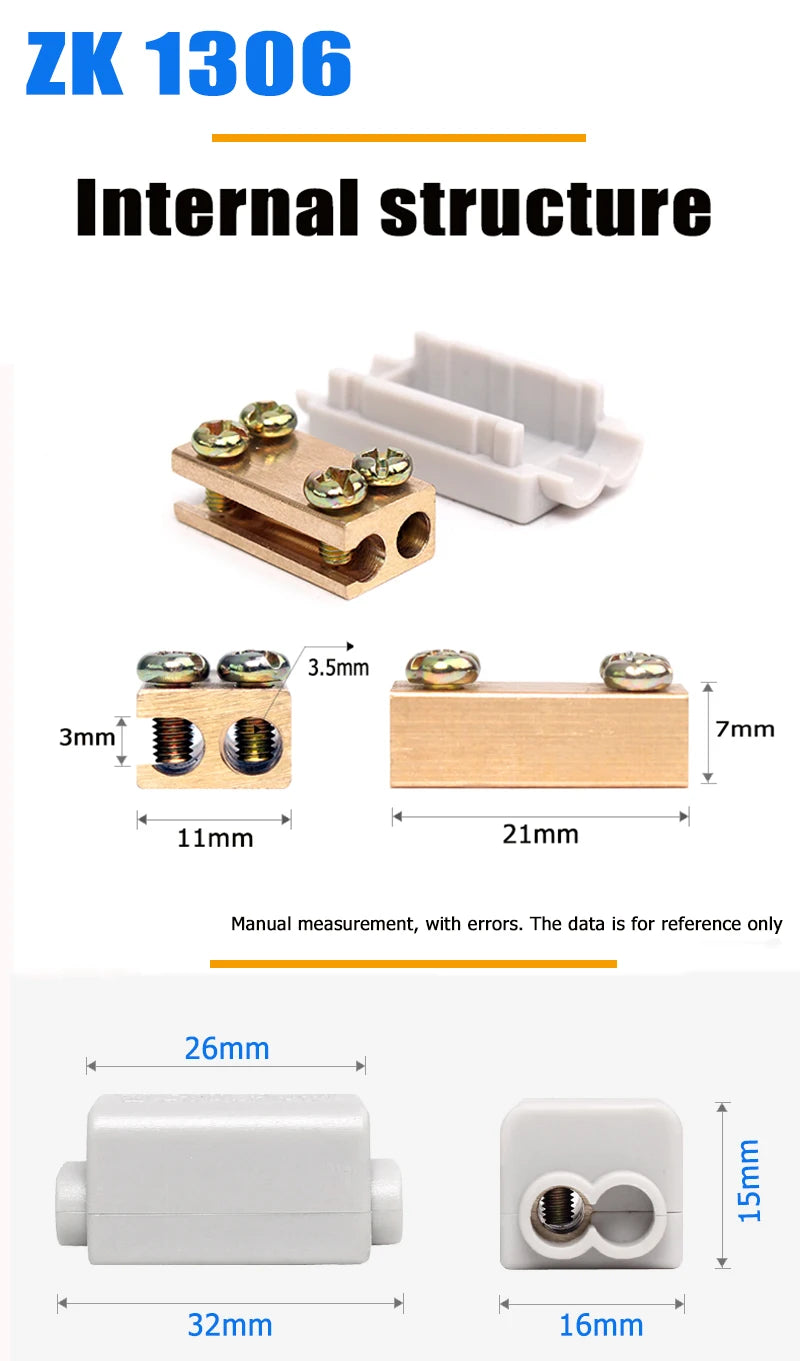 Parallel Wire Splitter Without Cutting, High-Power T-Type Main Branch Terminal Block, 1-In 2-Out for 1.5-6-10-16mm² Cables
