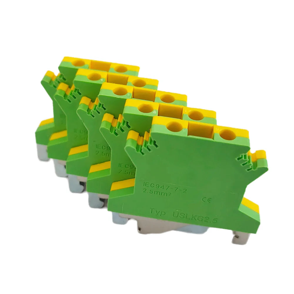 5Pcs UK2.5 USLKG-2.5N PE Din Rail Terminal Blocks Ground Universal Connector Screw Wire Conductor USLKG2.5