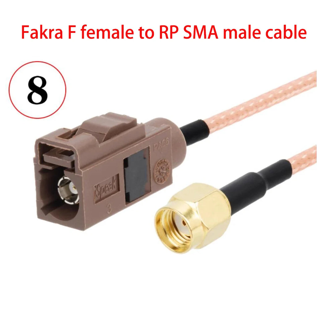 1PC Fakra F Male Female Brown Color To SMA Plug Jack Pigtail Cable Adapter RG316 15cm /30cm/50cm/100cm Wholesale NEW