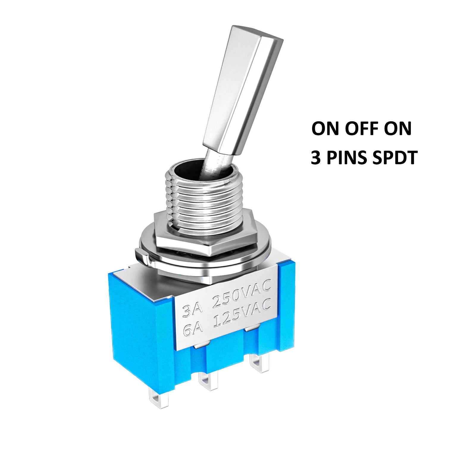10PCS Mini Toggle Switch 3 Position 2 Position ON OFF ON DPDT SPST DPST 6A 125VAC 3A 250VAC Latching Flat Handle for Car Truck
