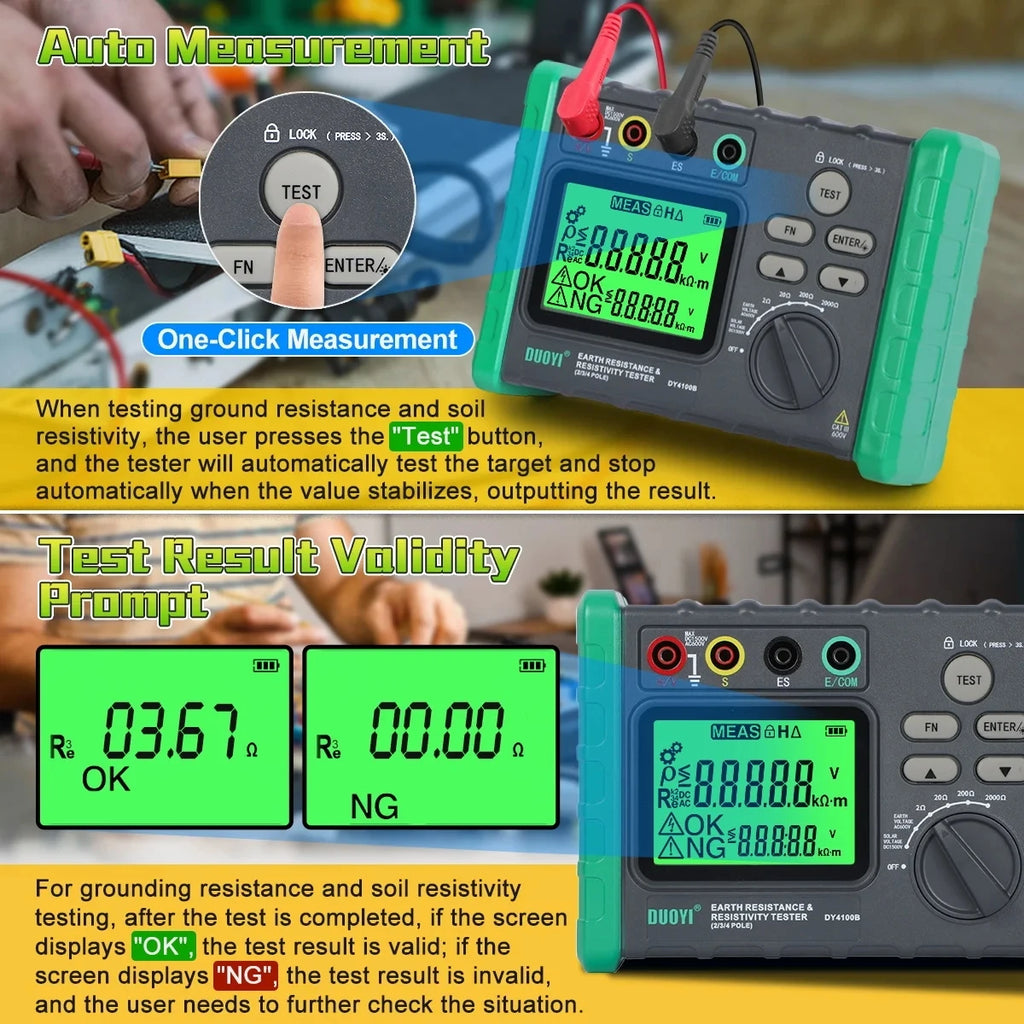 DUOYI 4100B Digital Ground Resistance Test Lightning Protection Detection Measuring Instrument Rocker Ground Resistance Tester