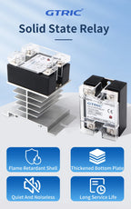 GTRIC SSR Solid State Relay Module 10A 25A 40A 50A 60A 80A 100A DC To AC AC To AC DC To DC 24-380V AC Single Phase Control Relay