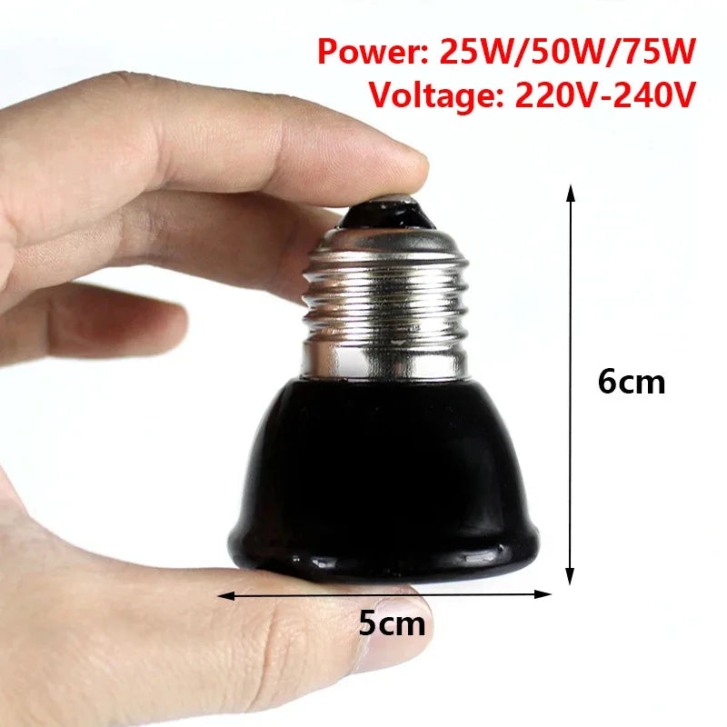 Reptile Ceramic Heating Bulb Infrared Heat Emitter 25/50/75/100W E27 220V Pet Brooder Heat Lamp