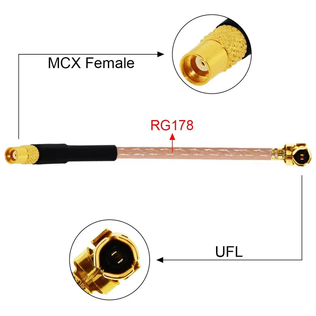 1PC MCX /MMCX Plug Jack Connector to UFL Pigtail Cable Adapter RG178 10cm For Wireless Modem