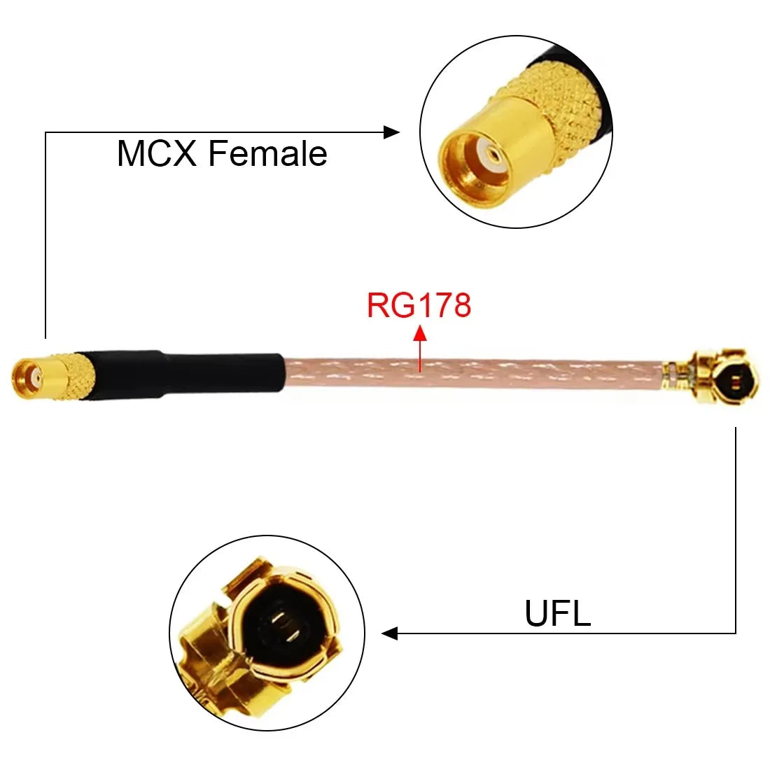 1PC MCX /MMCX Plug Jack Connector to UFL Pigtail Cable Adapter RG178 10cm For Wireless Modem