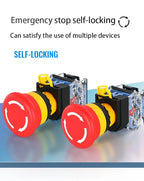 LA38 Emergency Stop 10A Self-locking Rotary Reset Latching Head Power Switch Mushroom Push Button Switch 22mm 1 NO I NC 2NC