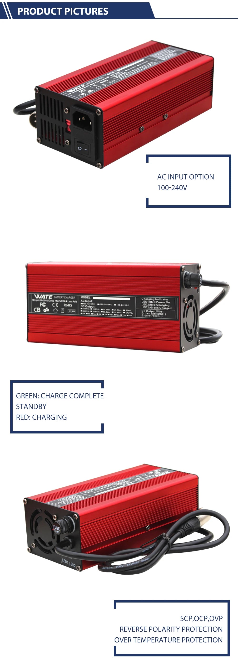 16.8V 20A Lithium Battery Charger For 14.8V 4S 80AH 100AH Li-Ion Lipo Battery Pack Aluminum Case With Fan