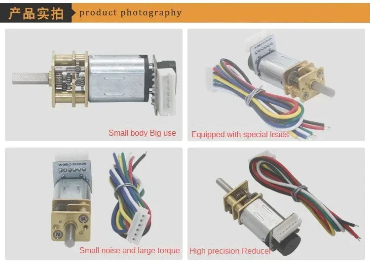 GA12 N20 Encoder DC 12V (6V 5V 3V) Mini Micro Metal Gear DC Motor with Gearwheel High Torque 30-4000RPM 7PPR Hall Sensor Encoder