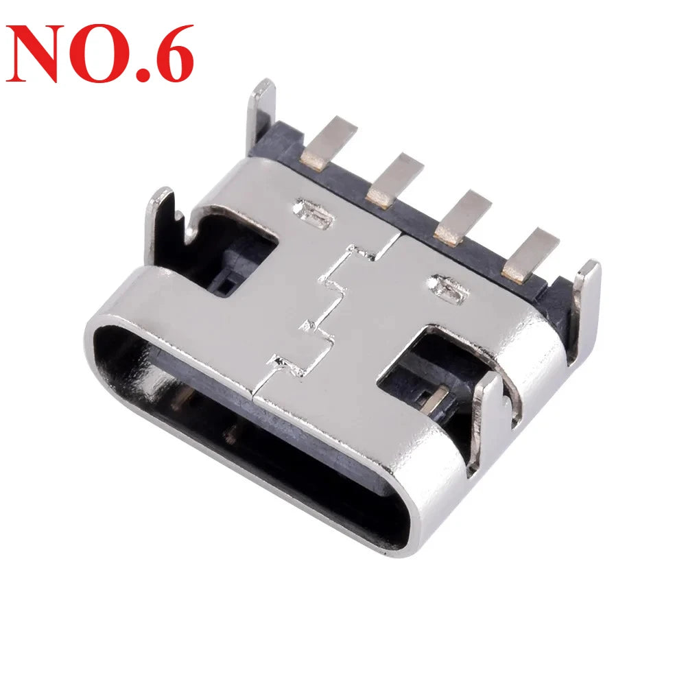 10Pcs USB Connector Type C Female Charging Port Jack 2/4/6/16 Pin Type-C Socket PCB Soldering SMD SMT DIY Repair Type C Adapter