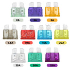 100/50pcs Car Truck Micro Blade Fuses 2A 3A 5A 7.5A 10A 15A 20A 25A 30A 35A AMP Mini Size Fuse Plastic Box Assortment with Clip