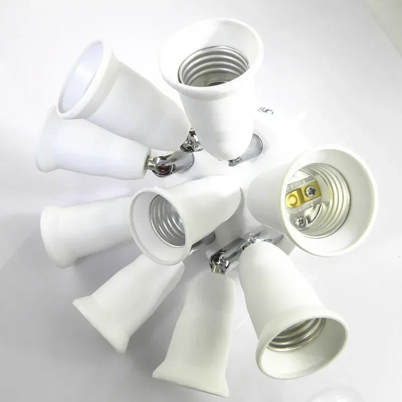 3/5/9 Heads 360D Adjustable Screw Ceiling Mount E26 E27 LED Lamp Base Light Bulb Socket Holder Adapter Converter Splitter