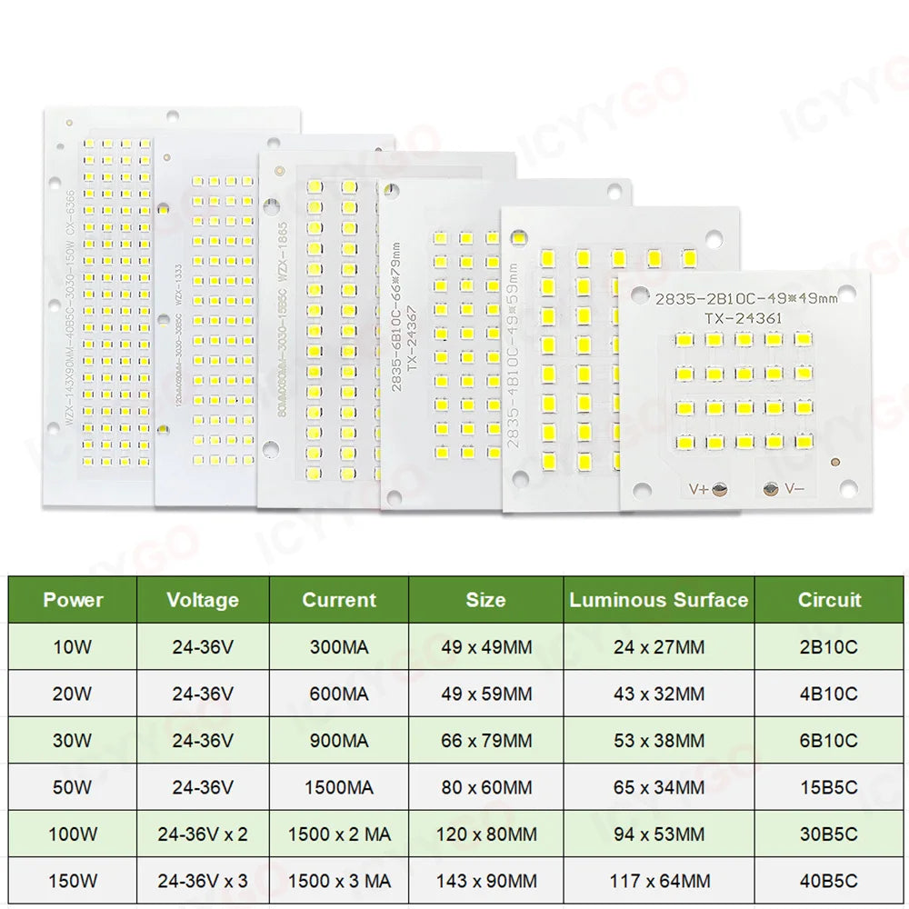 LED Chip 10W 20W 30W 50W 100W LED SMD 5730 Chip PCB DC30-32V LED COB Lamp Beads LED Flood Light Outdoor Lighting Spotlight DIY