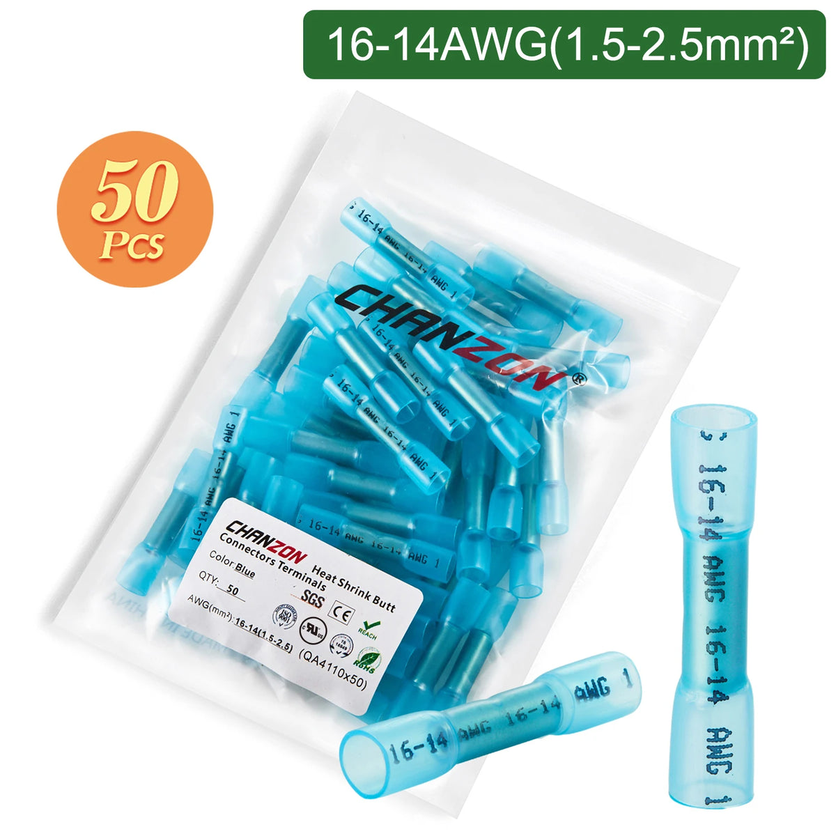 20/50/100PCS Heat Shrink Butt Wire Terminal Kit Waterproof Shrinkable Solder Crimp Splice Electrical Cable Joint Tube Connector
