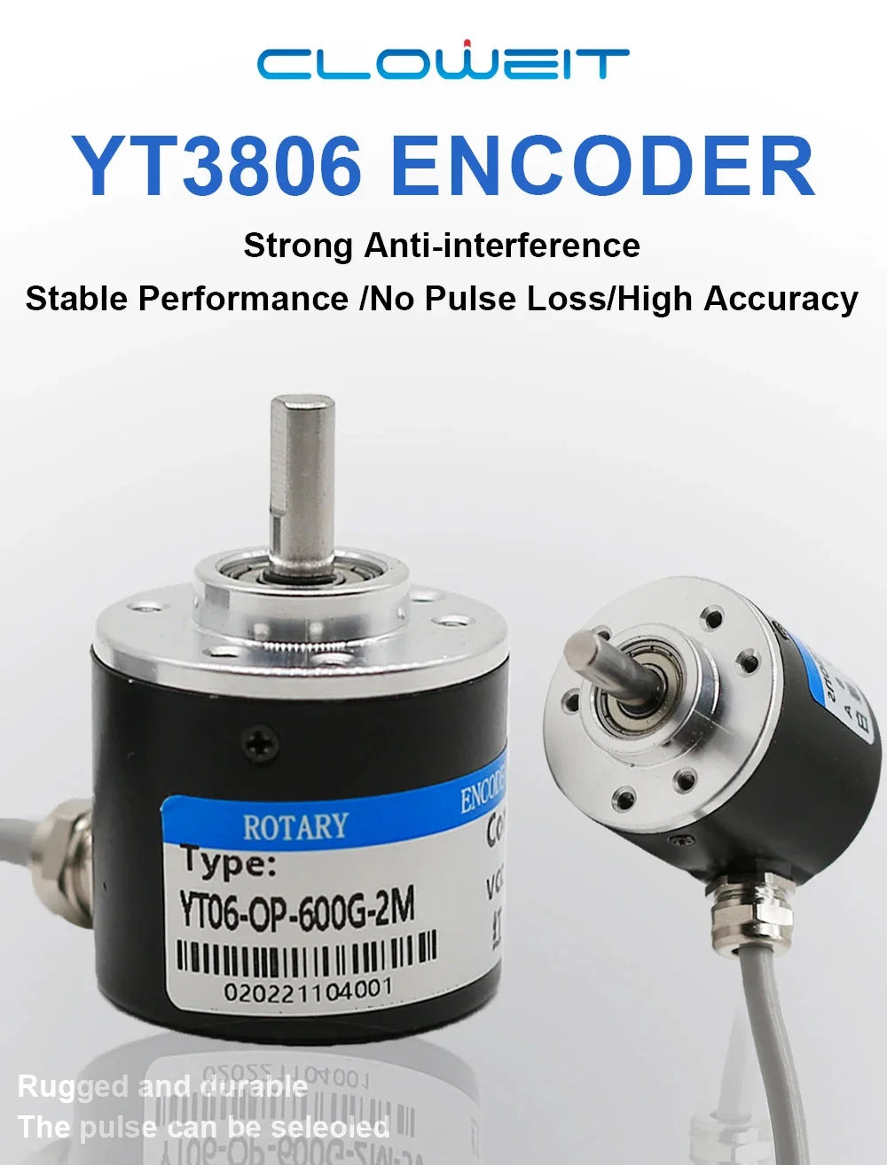 Photoelectric Incremental Rotary Encoder 38S6G5-B-G24N 50/100/200/360/400/500/600PPR AB 2 Phase DC8-24V NPN PNP Optical Encoder