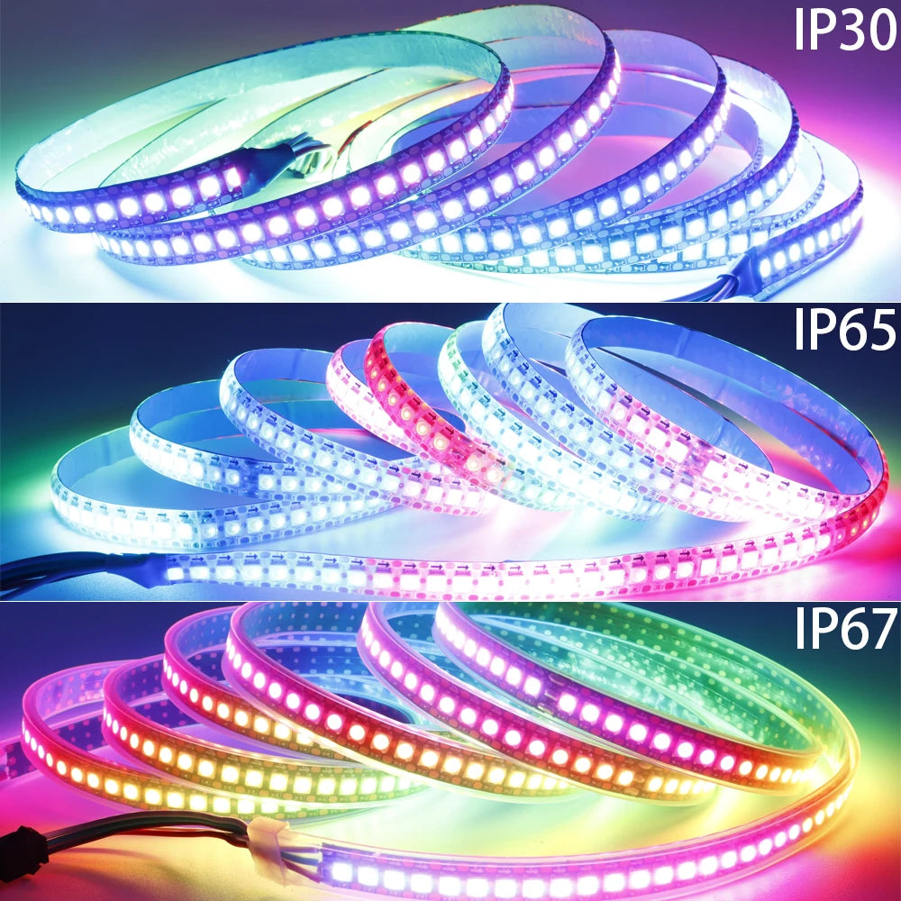 DC12V WS2815 5050 Smart RGB Pixels LED Strip DC5V WS2812B Individually Addressable IC 30/60/74/96/144/Leds/M WS2812 Tape Light