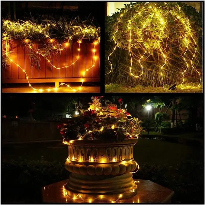 Outdoor Solar Tube Rope Led Light Garden Christmas Decoration Fairy String Light 32m/22M/12M/7M Outdoor Wedding Party Led Lamp