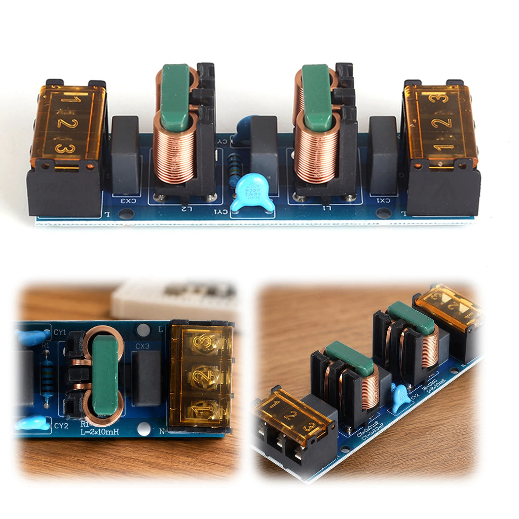 AC 50/60Hz 25A EMI Power Line Filter Noise Suppressor Audio Power Purifier PCB Module Common Mode Interference Suppression Unit