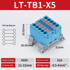 Push-in Terminal Block Multiple In Out Terminal Quick Connection of Wires Din Rail Wire Connector Universal Junction Box TB1-X6D